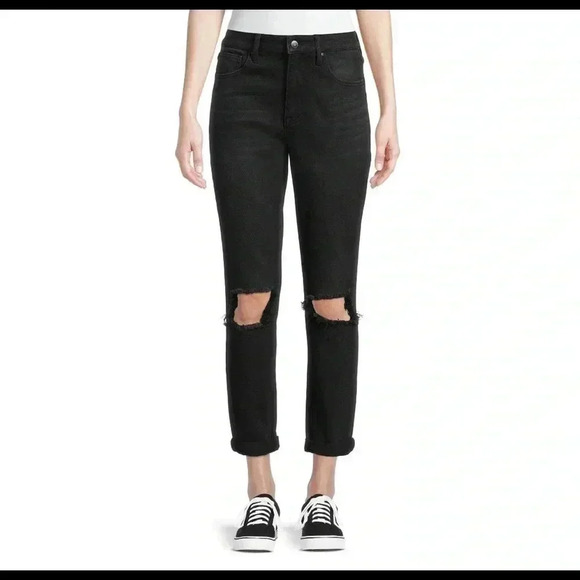 Destructed Mom Jeans for Women from No Boundaries​​ - Picture 1 of 11